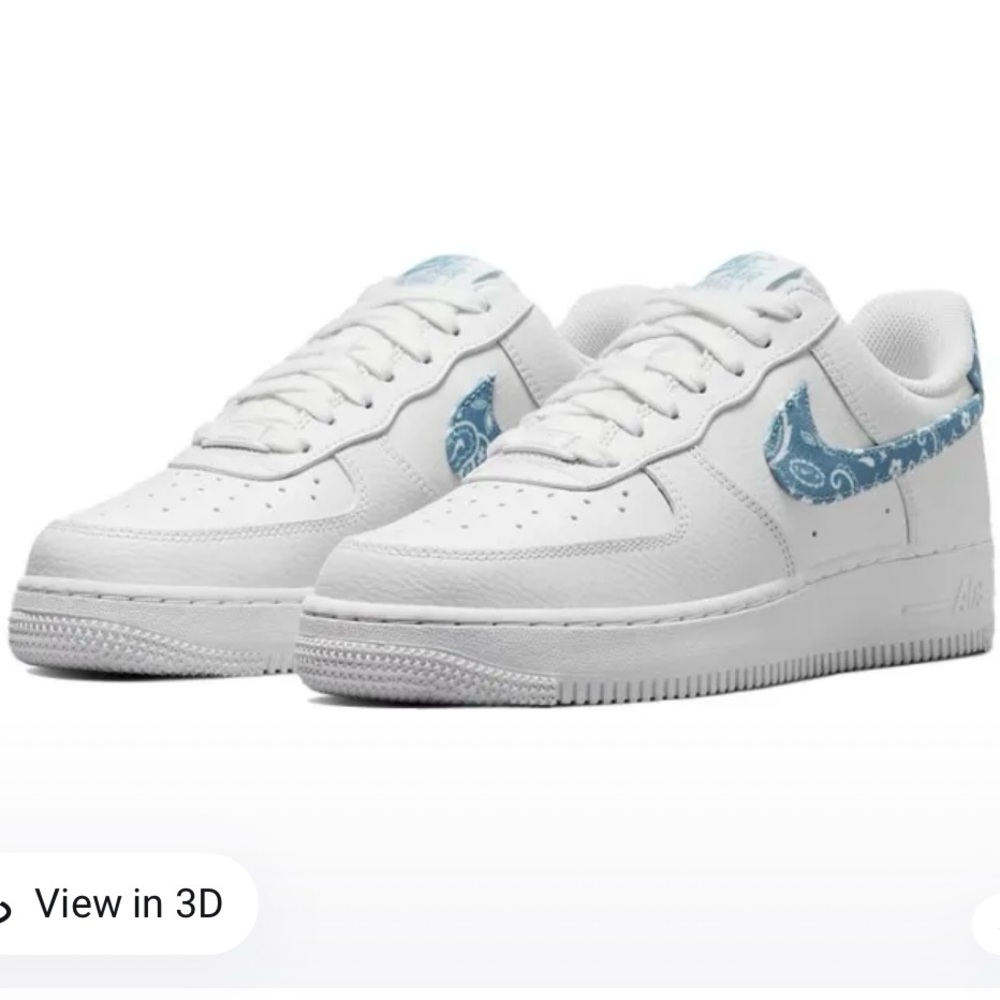 Nike Air Force 1 Low ‘07 Essential White Blue Paisley Size 7